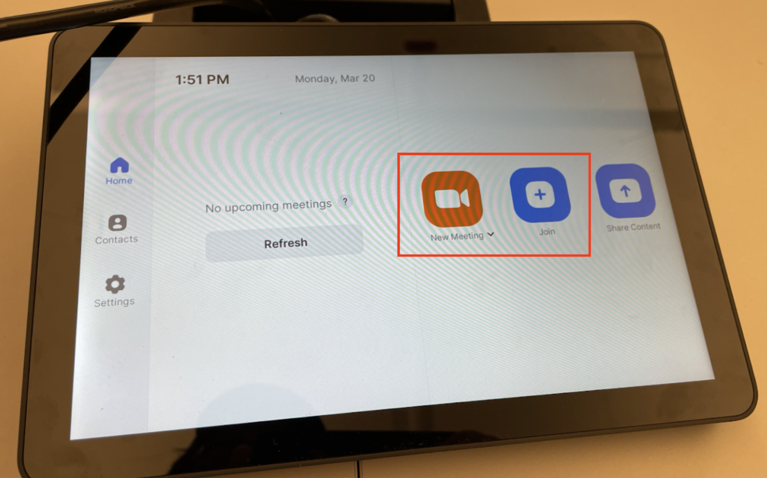 Image of the touch panel on the table.